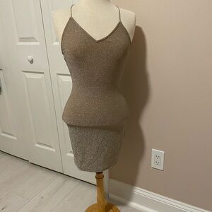 Sparkling Tan Sleeveless Dress